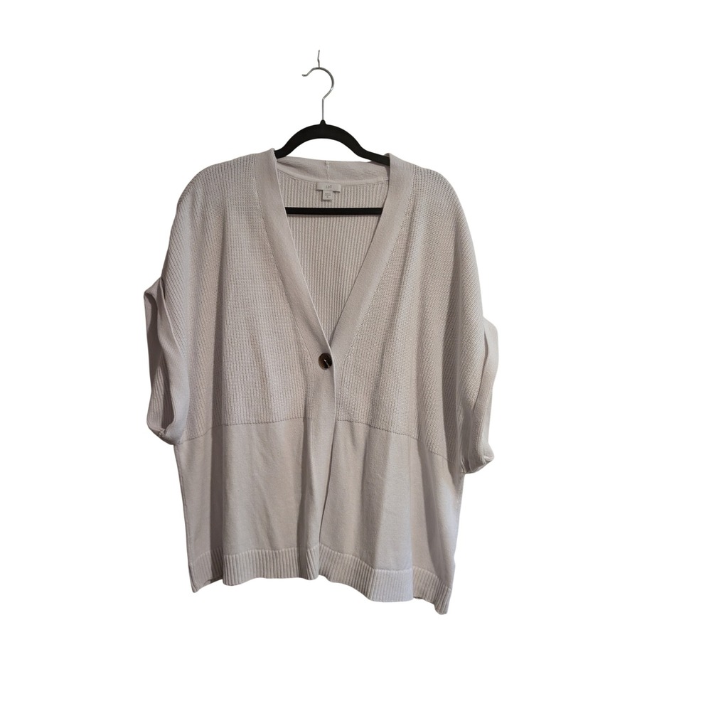 J. Jill Cardigan Sweater Womens XL White Short Dolman Sleeve Single Button Knit